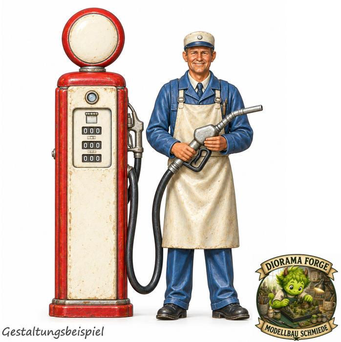 Classic Benzinsäule mit Arbeiter - (DF-997)