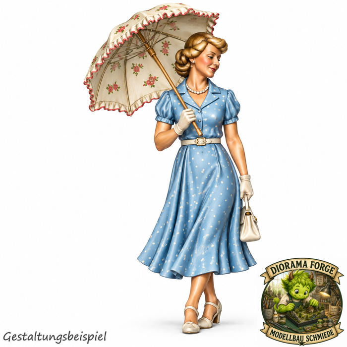 Classic Besucherin mit Sonnenschirm - (DF-1000)