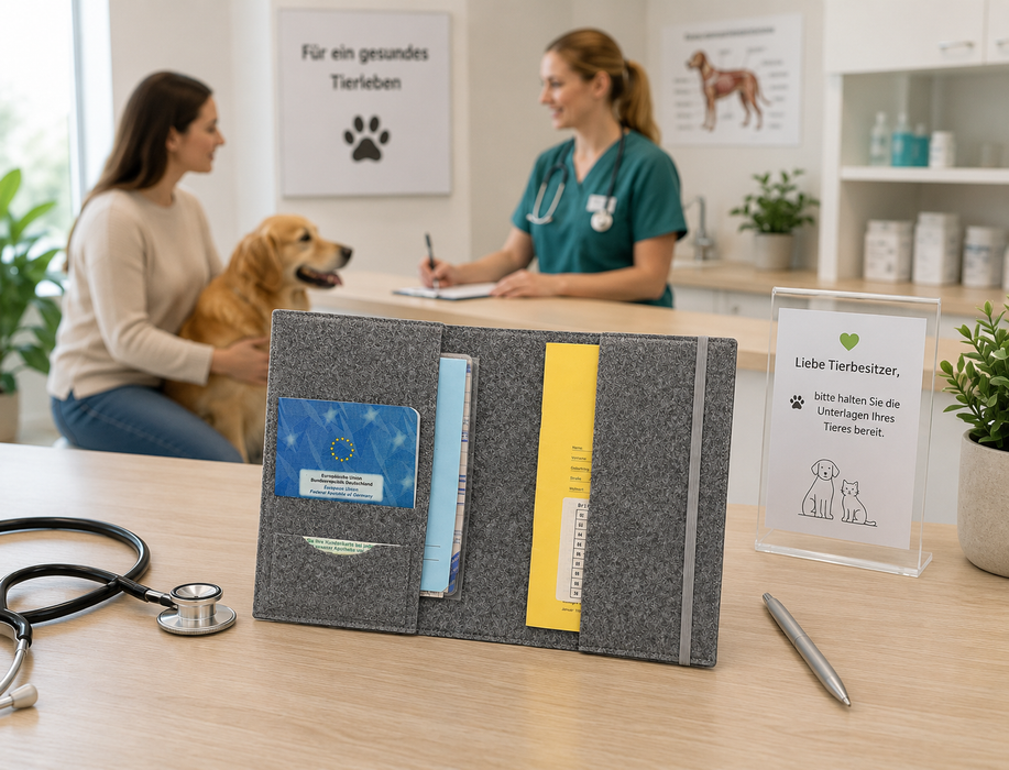 Dokumentenhülle Hund mit Aufsatztasche
