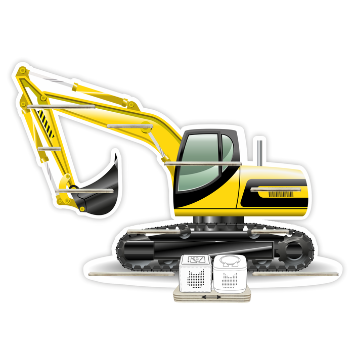 Regal für Musikbox - Gelber Schaufelbagger