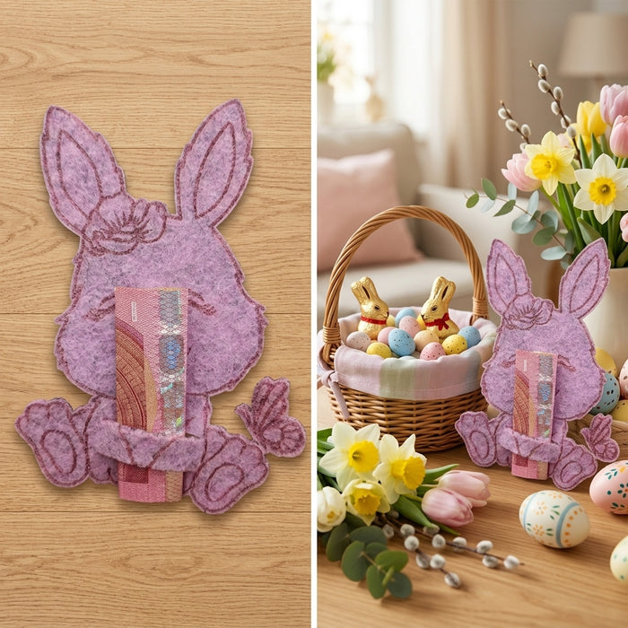 Hase mit Schmetterling Graviert mit Schlitz Geld