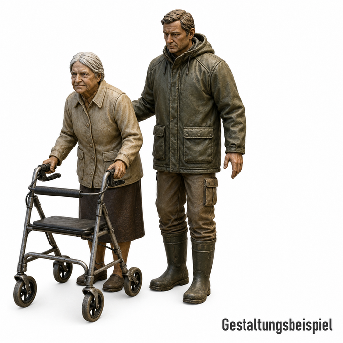 Hochwasserhelfer hilft einer Oma im Rollator - (DF-790)