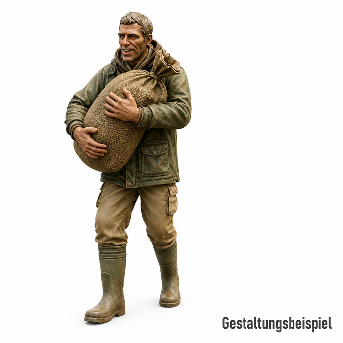 Fluthelfer trägt einen Sandsack - (DF-793)