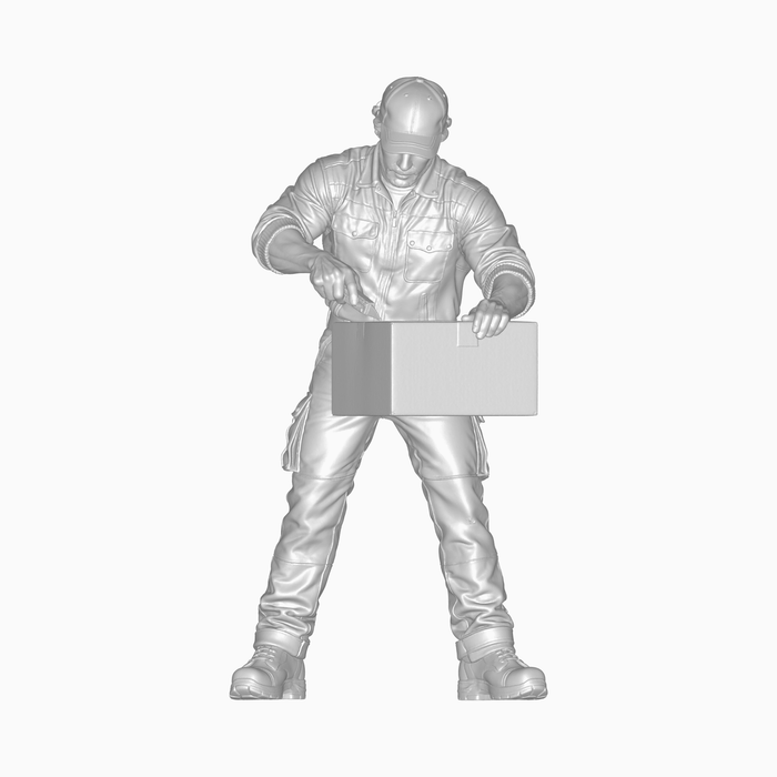 Kommissionierer öffnet Karton - (DF-1215)