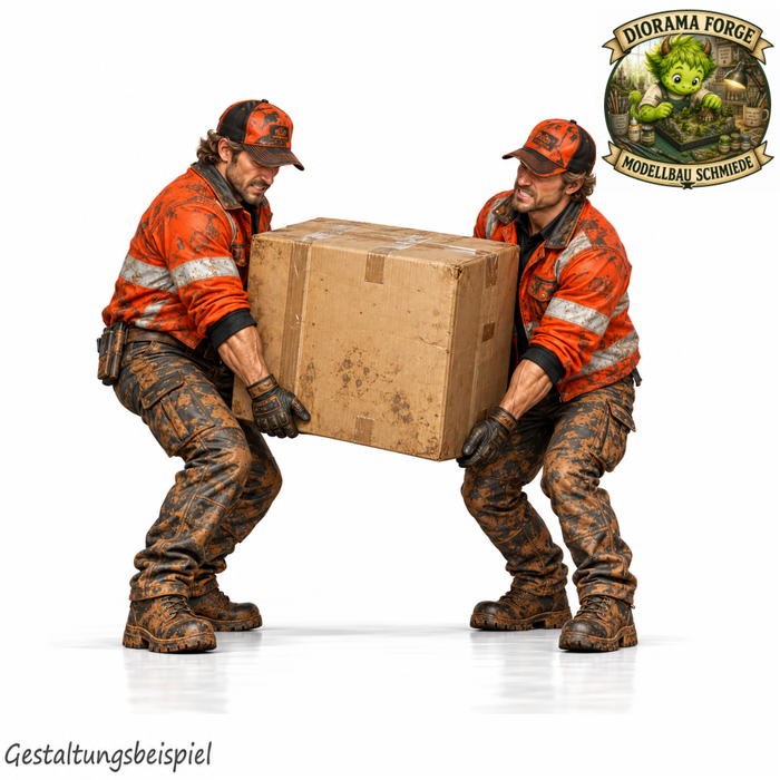 LKW Mitarbeiter tragen ein schweres Paket - (DF-1266)