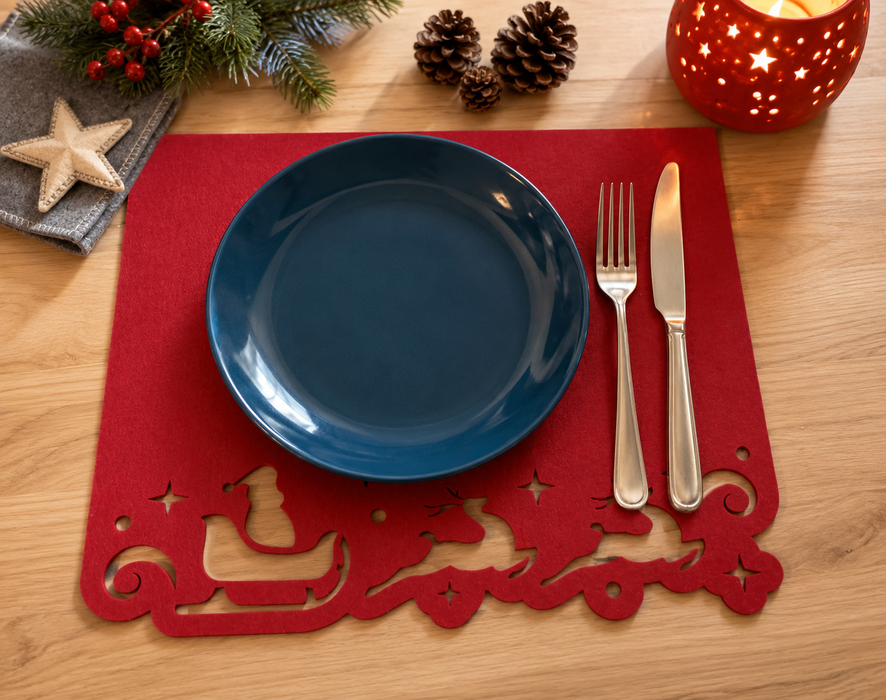Platzdeckchen Weihnachtsmann mit Schlitten