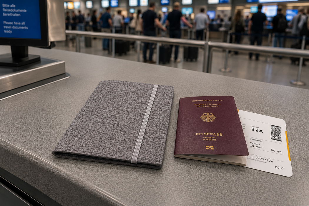 Reisepasshülle groß mit Aufsatztasche