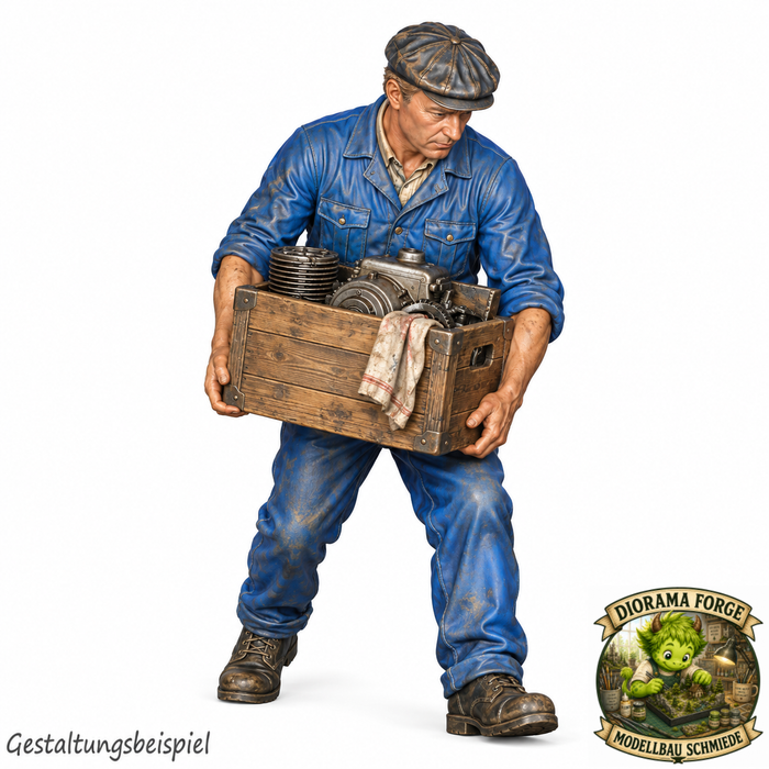 Classic Renntransporter Mechaniker mit Ersatzteilkiste - (DF-1180)