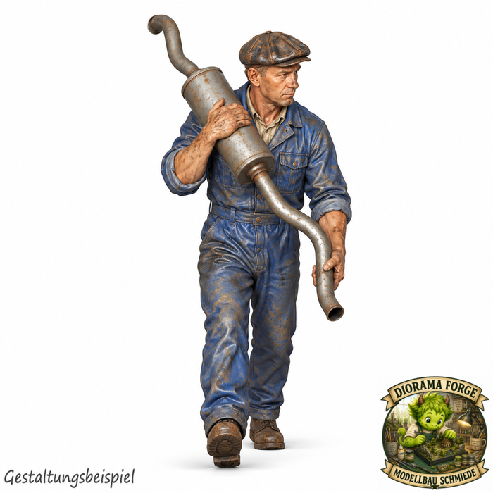 Classic Renntransporter Mechaniker trägt Auspuffrohr - (DF-1193)