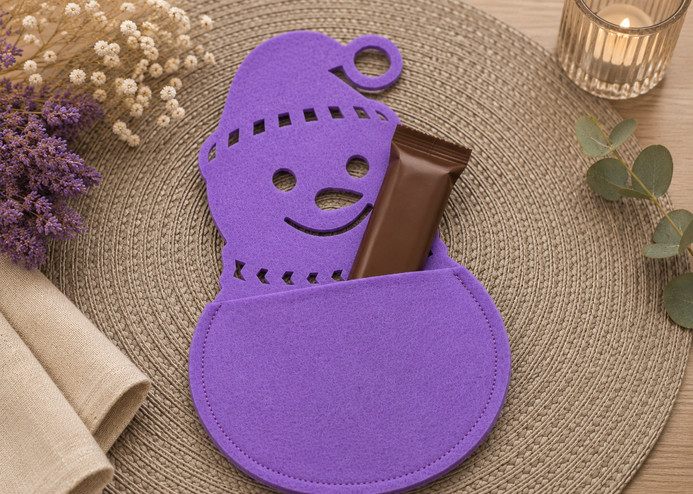 Schneemann mit Aufsatztasche Schokolade