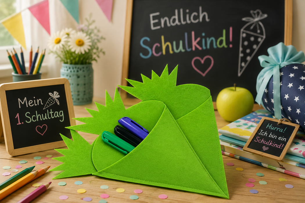 Schultüte / Zuckertüte Spitz Aufsatztasche 3er Set
