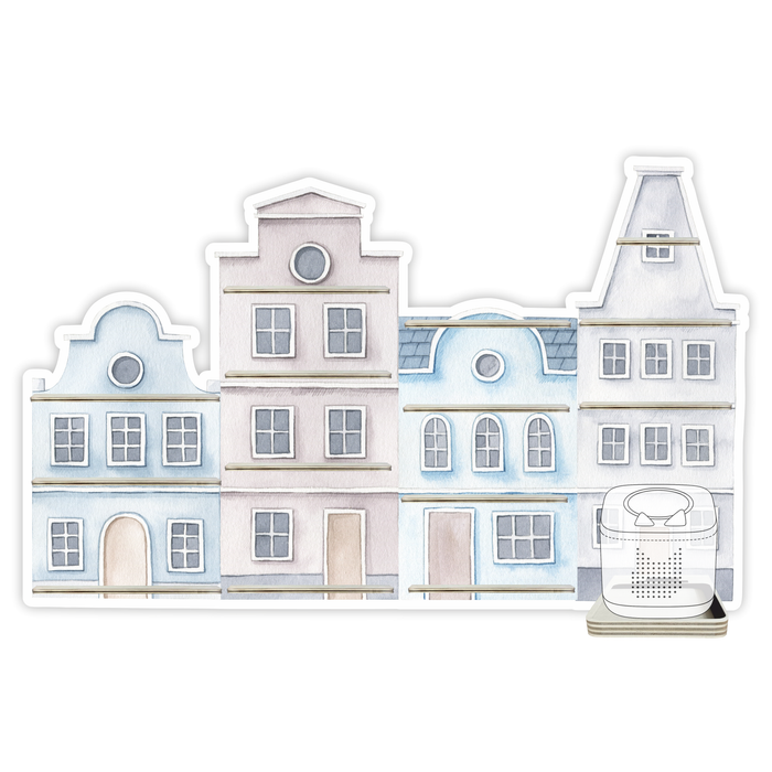 Regal für Musikbox - Stadthaus grau blau