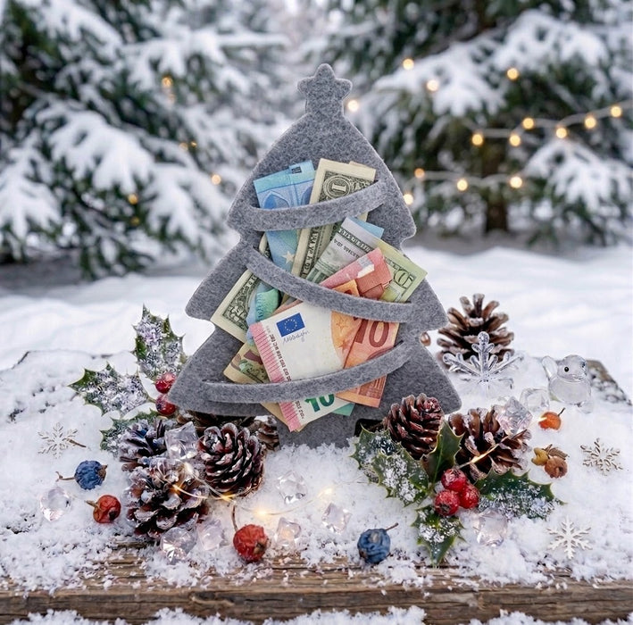 Tannenbaum mit 3 Schlitzen - Schlitz für Geld - 6er Set
