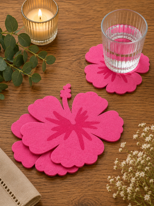 Untersetzer Glas Gravur Hibiskus 4er Set