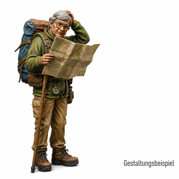 Wanderoma mit Karte und Stock - (DF-726)