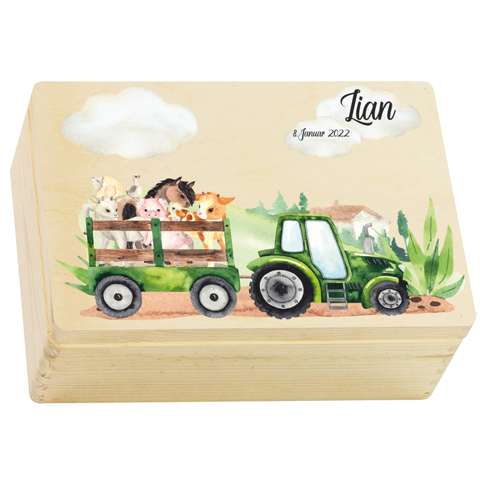 Erinnerungskiste / Erinnerungsbox / Spielzeugkiste Bauernhof Traktor
