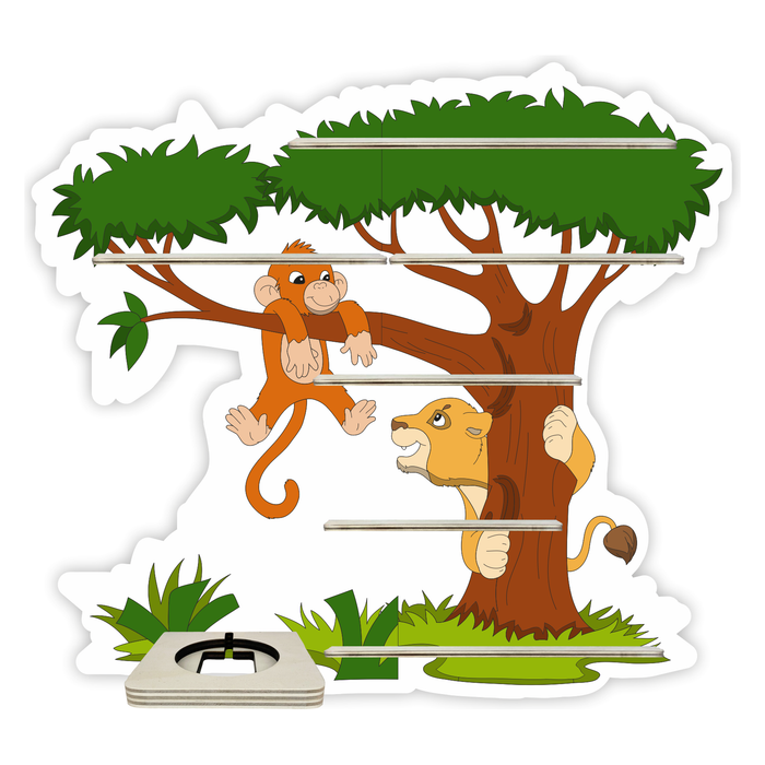 Regal für Musikbox - Baum mit Tiger und Affe