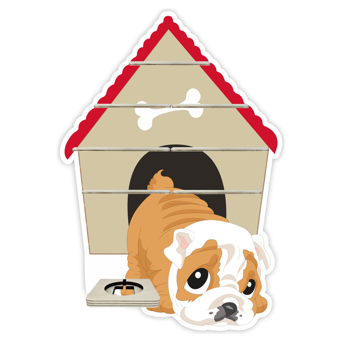 Regal für Musikbox - Bulldogge mit Hundehütte
