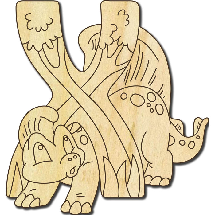 Holzbuchstabe Dinosaurier X